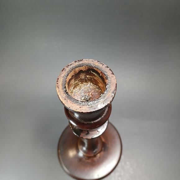 Vintage Wooden Taper Candle Holder, Unbranded Dark Wood Boho Chic 8" Candlestick - Picture 6 of 11